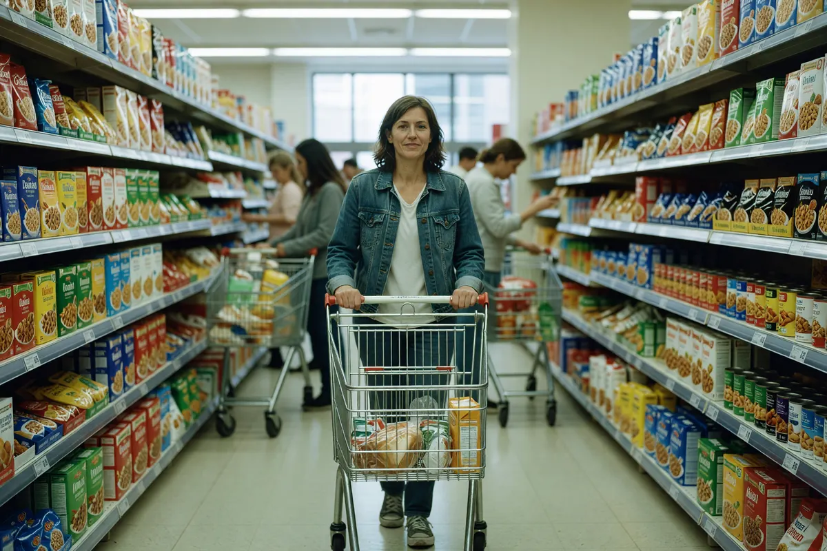 aisle shot with the cart wheel slightly turned