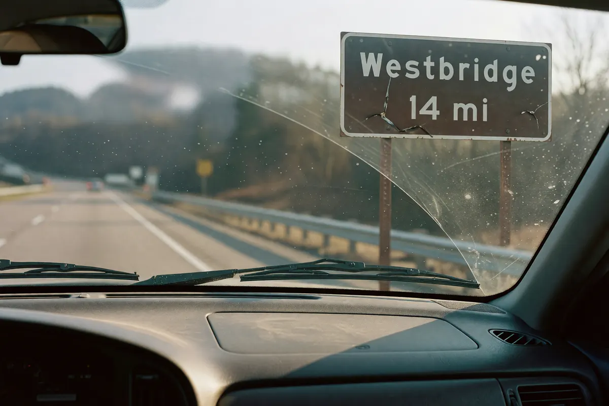 highway shot with dust on the glass